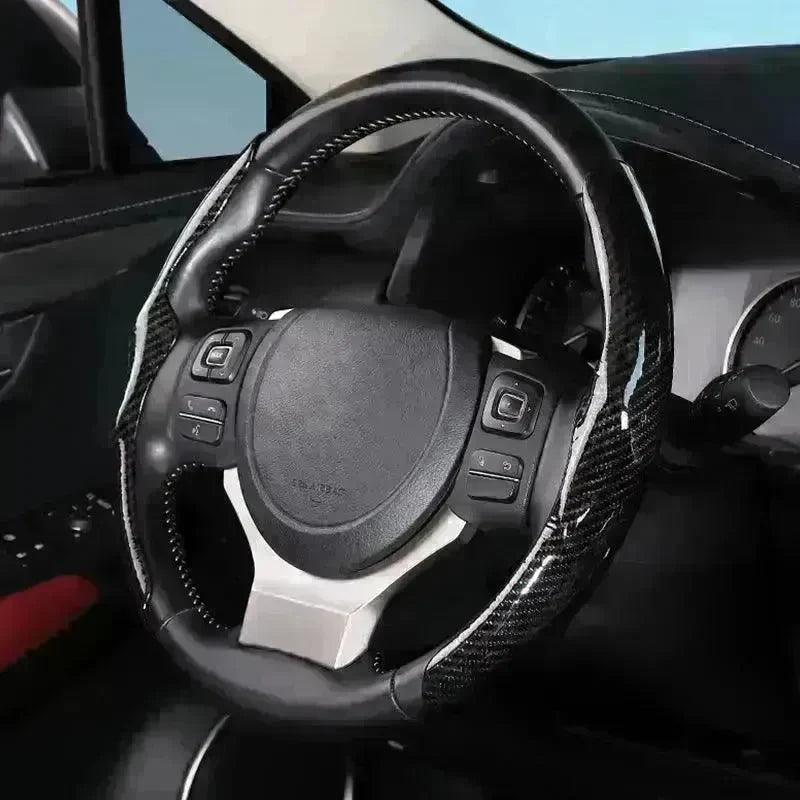 Car Carbon Fiber Pattern Glossy Car Steering Wheel Cover - EX-STOCK CANADA