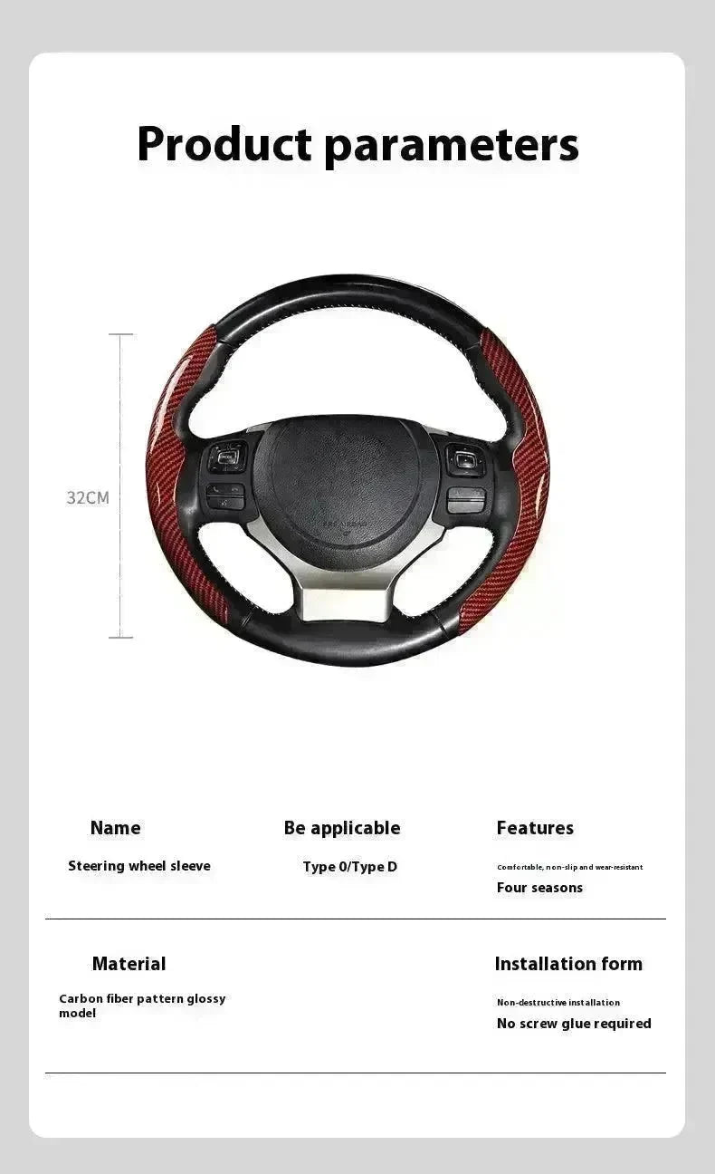 Car Carbon Fiber Pattern Glossy Car Steering Wheel Cover - EX-STOCK CANADA