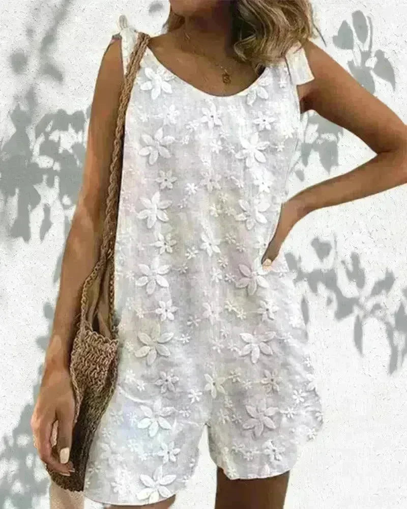 Casual And Sweet Lace Bow Shoulder Strap Jumpsuit - EX-STOCK CANADA