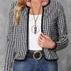 Casual Cardigan Long Sleeve Houndstooth Short Women's Coat - EX-STOCK CANADA