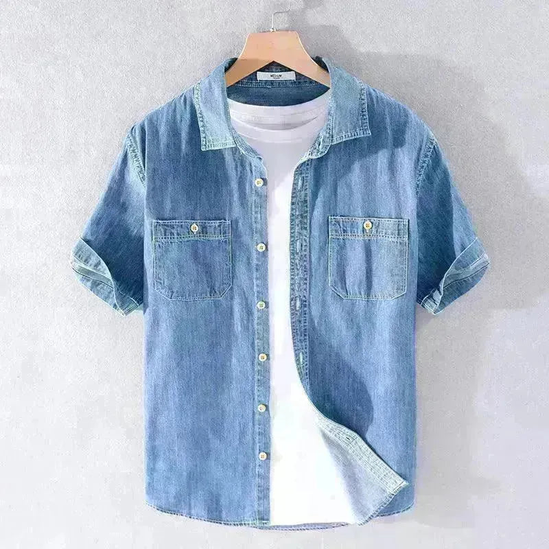 Casual Denim Short-sleeved Shirt Simple All-match - EX-STOCK CANADA
