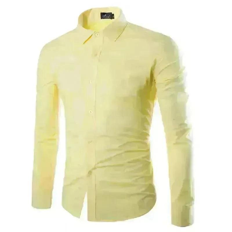 Casual Polo Collar Ironing Free Long Sleeves Shirt For Men - EX-STOCK CANADA