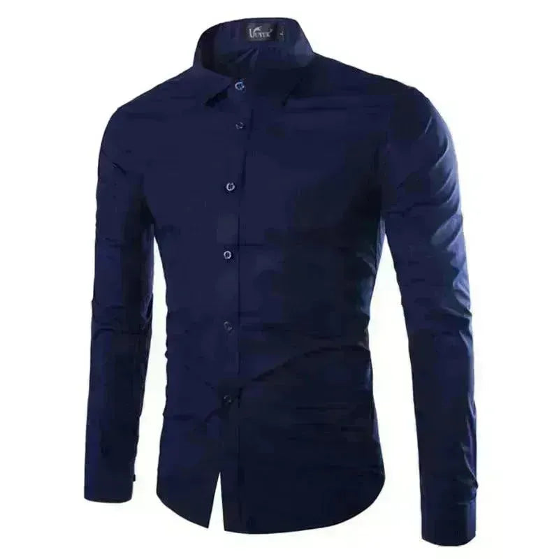 Casual Polo Collar Ironing Free Long Sleeves Shirt For Men - EX-STOCK CANADA