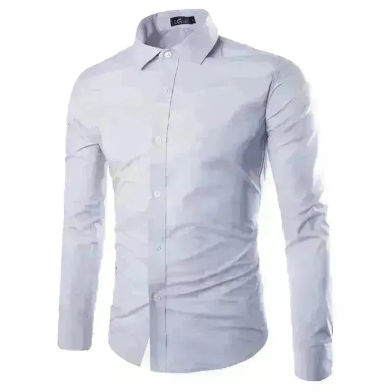 Casual Polo Collar Ironing Free Long Sleeves Shirt For Men - EX-STOCK CANADA