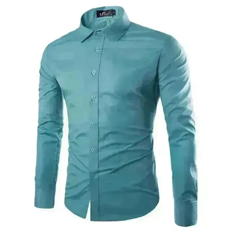 Casual Polo Collar Ironing Free Long Sleeves Shirt For Men - EX-STOCK CANADA