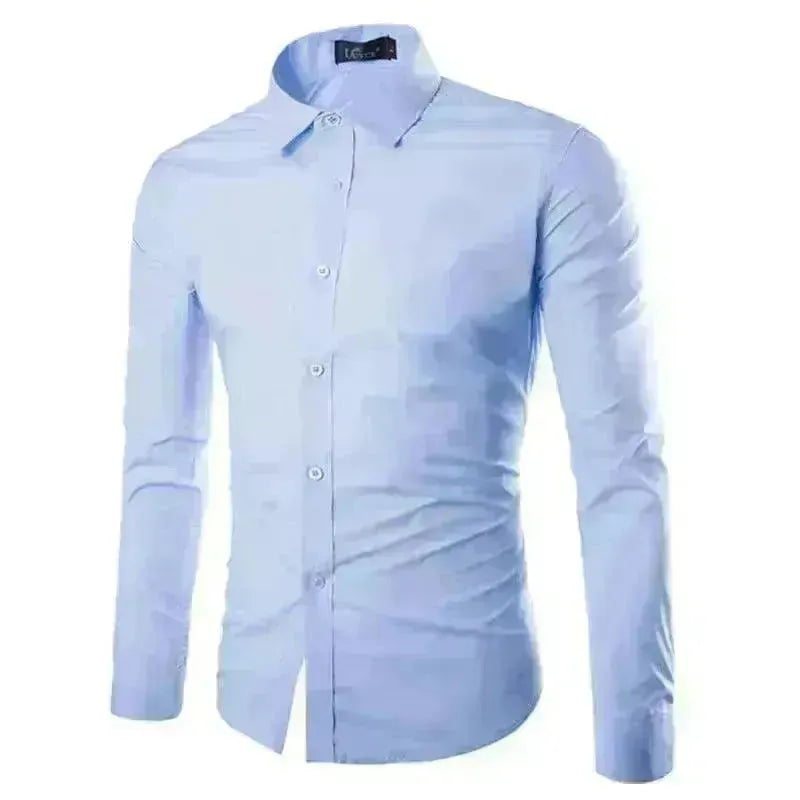 Casual Polo Collar Ironing Free Long Sleeves Shirt For Men - EX-STOCK CANADA