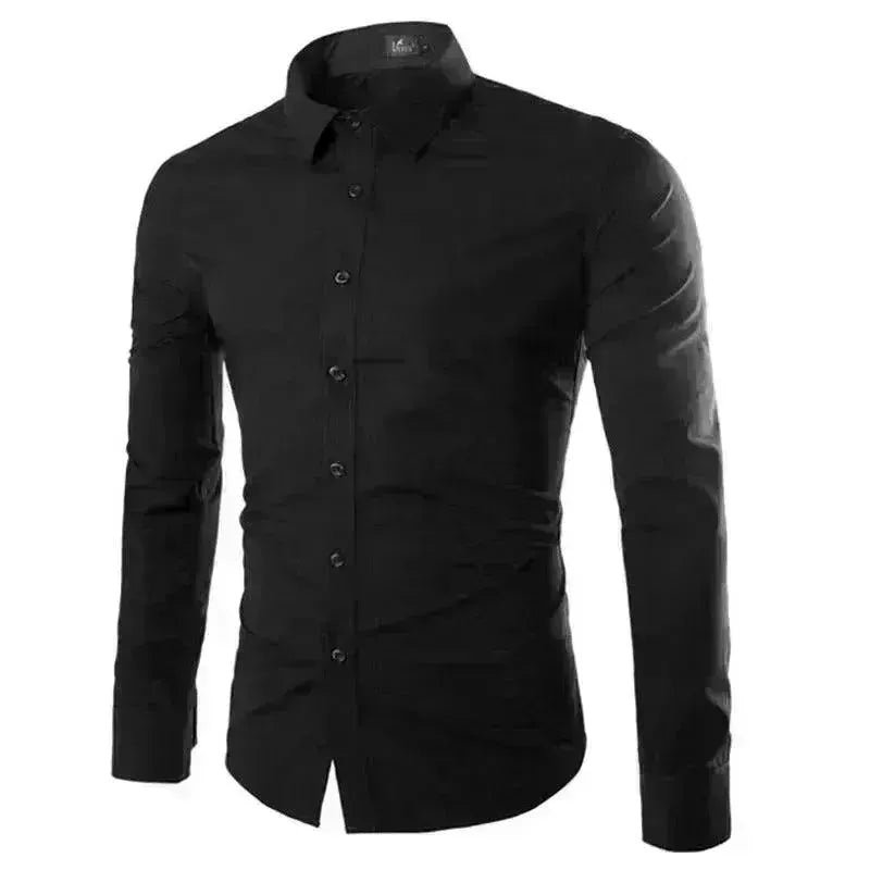 Casual Polo Collar Ironing Free Long Sleeves Shirt For Men - EX-STOCK CANADA