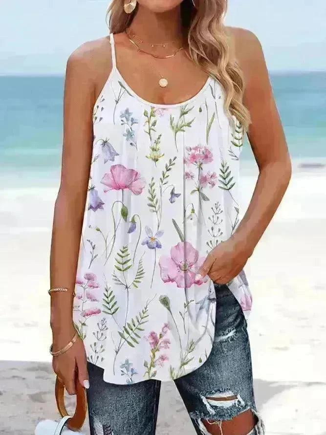 Casual Round Neck Pullover Digital Printing Women's Top Strappy T-shirt - EX-STOCK CANADA