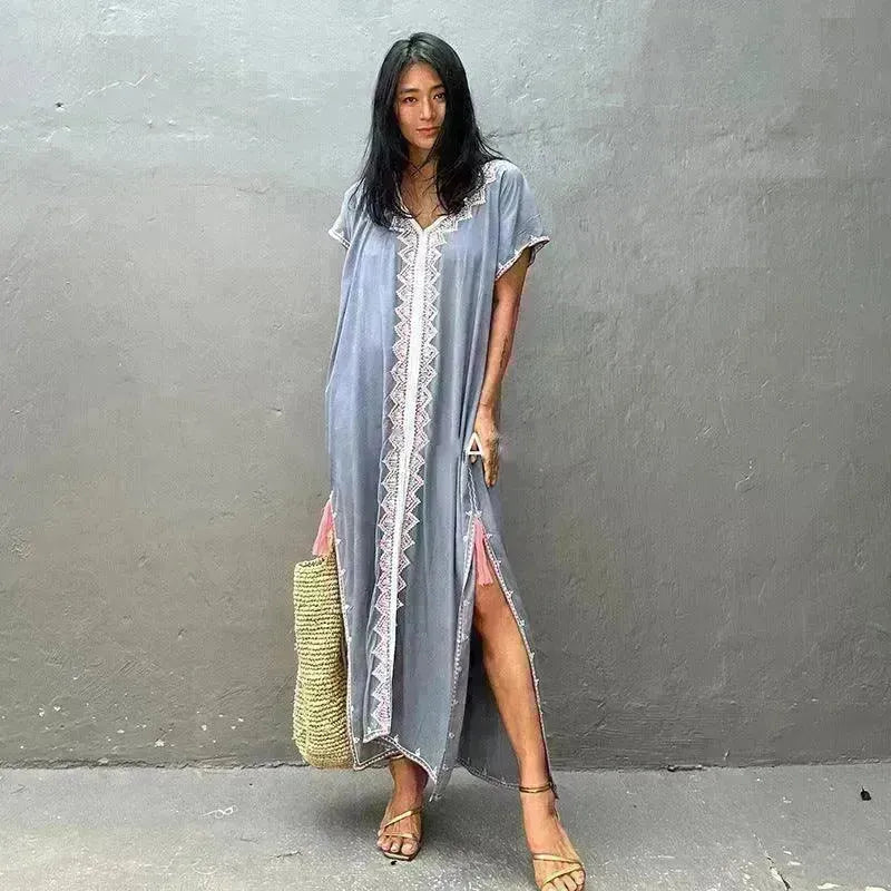 Casual Swimsuit Cover Up For Women Loose Beach Bikini Blouse Dress. - EX-STOCK CANADA