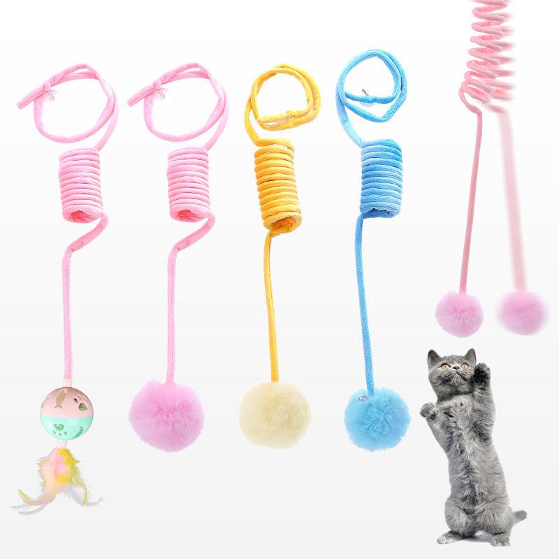 Cat Toy Self-Hi Sucker Spring Rabbit Hair Ball Interactive Play Pet Supplies Interactive Toys - EX-STOCK CANADA