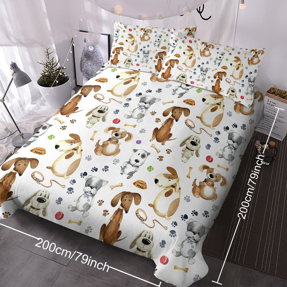 Kids' Duvet Cover Sets Animals Pastel Duvet Covers Cartoon Dogs Paws Pattern Bed Sets 3 Pieces 1 Duvet Cover And 2 Pillow Cases Cute Puppy Dogs Bedding For Kids EX-STOCK Canada 