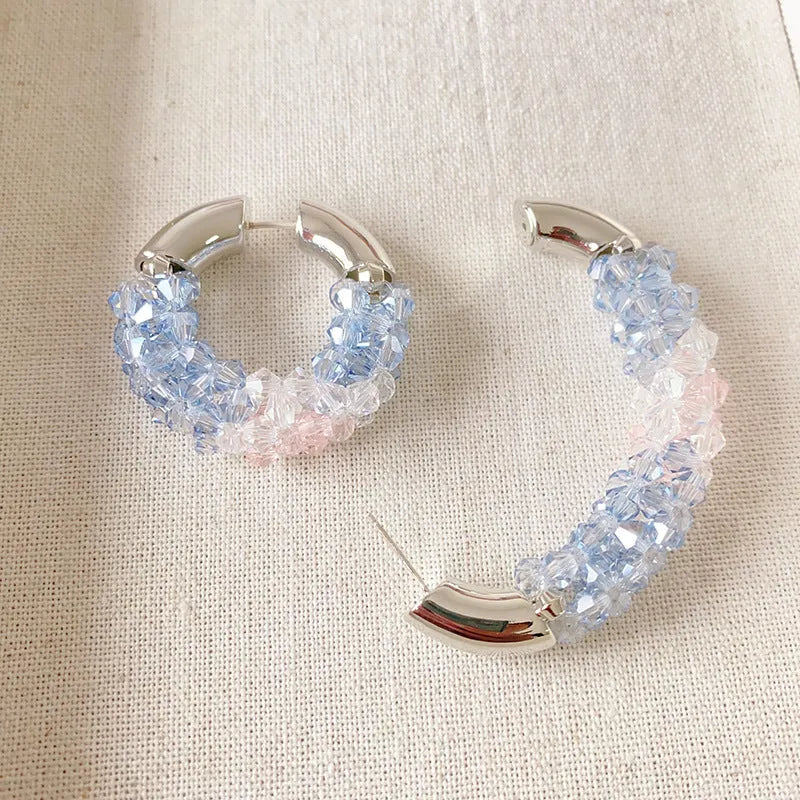 Colored Beaded Earrings Copper White Gold Plated - EX-STOCK CANADA