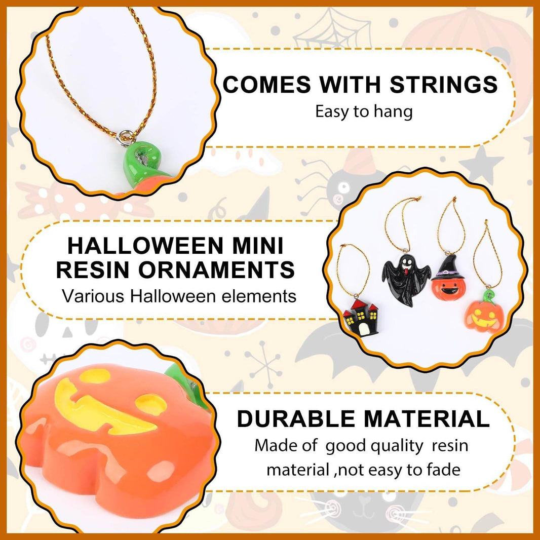 36PCS Mini Resin Halloween Ornaments - Tiny Hanging Decorations For Tree, Miniatures Figurines Charms With String, Resin Pendants For Party Decor, Small-Cannot Be Listed On Amazon Platform EX-STOCK