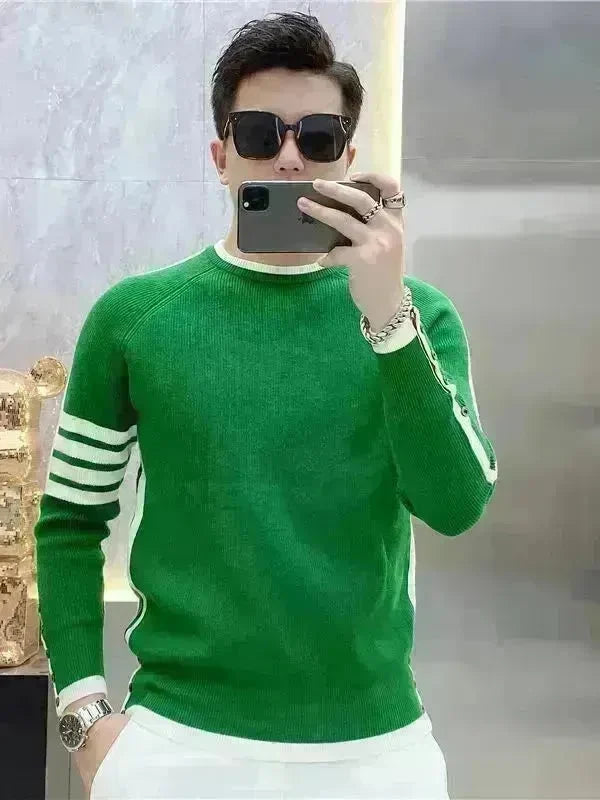 Simple All-match Slim fit Round Neck Pullover Sweater top for men - EX-STOCK CANADA