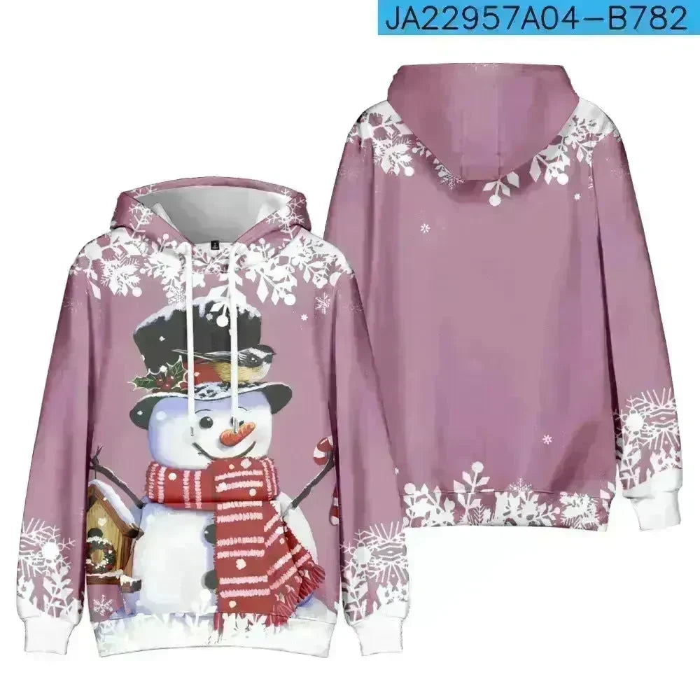 Christmas Snowman Personalized Printed Hoodie Sweatshirts - EX-STOCK CANADA