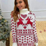 Winter Wool Mini Jumper dress Christmas Turtleneck Sweater Dress