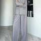 Women's Grey Single-Button Blazer & Wide-Leg Pants Suit – 2-Piece Office Set | Sizes XS–XL