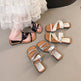 2025 Summer New French Style Low Heel Slippers For Women, Fairy Style Outdoor Fashion Slides, Elegant Match-Dress Sandals In Black, Silver, Beige 