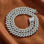 Hebilla de 14 mm Barra de enlace cubano Pulsera y collar de cadena 2pcs
