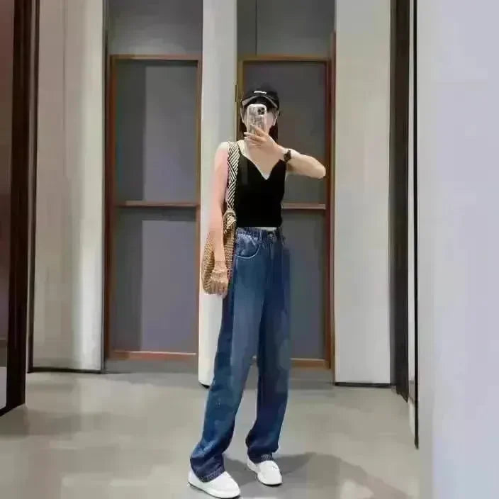 High Waist Elastic Baggy Jeans Pant For Women - EX-STOCK CANADA