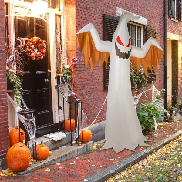 12ft 4pcs LED Lights Giant Scary Ghost Flames And Flashing Red Eyes Inflatable Halloween Decoration EX-STOCK