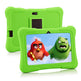 Green tablet with Angry Birds characters on screen and matching green case.