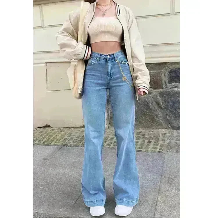 Women's Jeans Mid-rise Blue Commuter Bootcut Pants - EX-STOCK CANADA