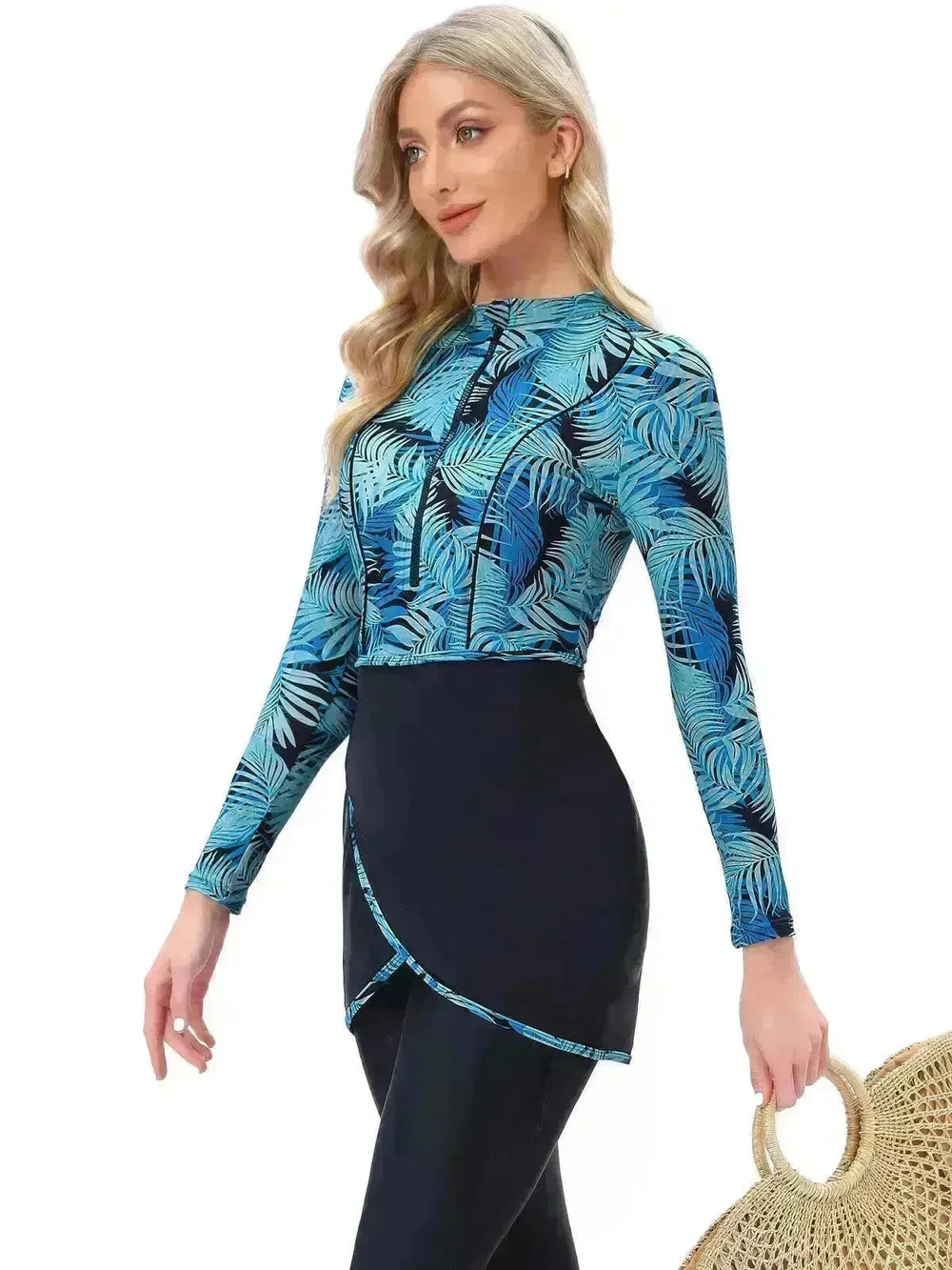 Long Sleeve Zipper ArabSwimsuit With Hat Chest Pad 3 Piece Conservative EX-STOCK