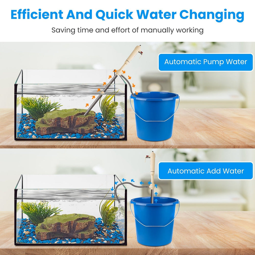 1 Set Multifunctional Electric Aquarium Gravel Cleaner Kit Length Adjustable Automatic Fish Tank Vacuum Cleaner Change Water Wash Sand Filter Dirt Removal EX-STOCK