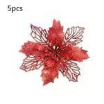 Glitter Artifical Christmas Flowers Christmas Tree Decorations For Home Fake Flowers Xmas Ornaments New Year Decor - EX-STOCK CANADA