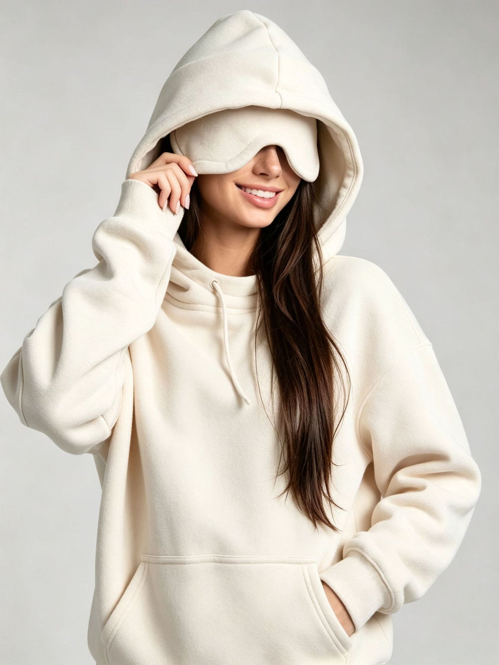 Women's Fleece-Lined Hoodie & Jogger Set with Eye Mask Hood – Pink, Black, Beige | S–3XL
