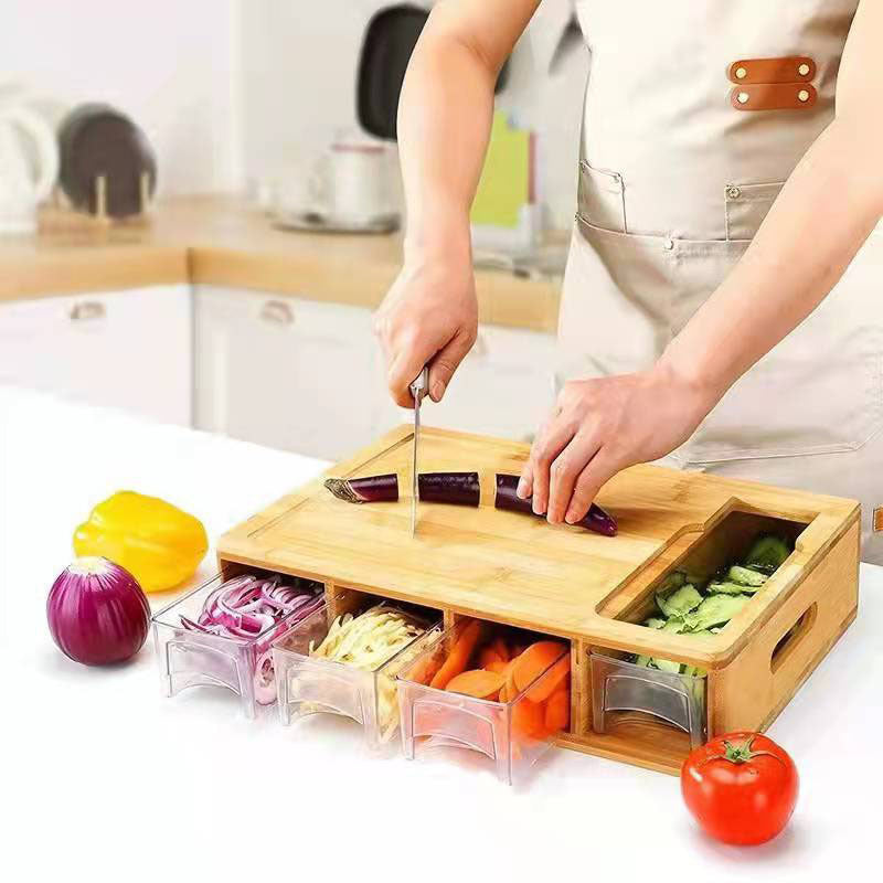 Bamboo Multi-functional Vegetable Cutting Board Cutting Board With Storage Box EX-STOCK Canada 