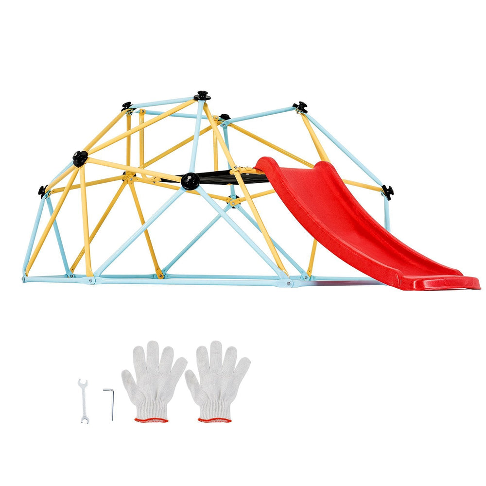 Climbing Dome, For Kids 3 To 9 Years Old, 8FT Geometric Dome Climber With Slide,Jungle Gym Supports 600LBS And Easy Assembly, With Climbing Grip, Outdoor And Indoor Play Equipment For Kids EX-STOCK