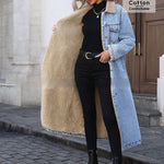 Womens Loose, Long, Fleece-lined Cotton Denim Jacket - EX-STOCK Canada