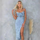 Women's Fashion Personalized Sleeveless Sling Denim Split Midi fitted Dress - EX-STOCK CANADA