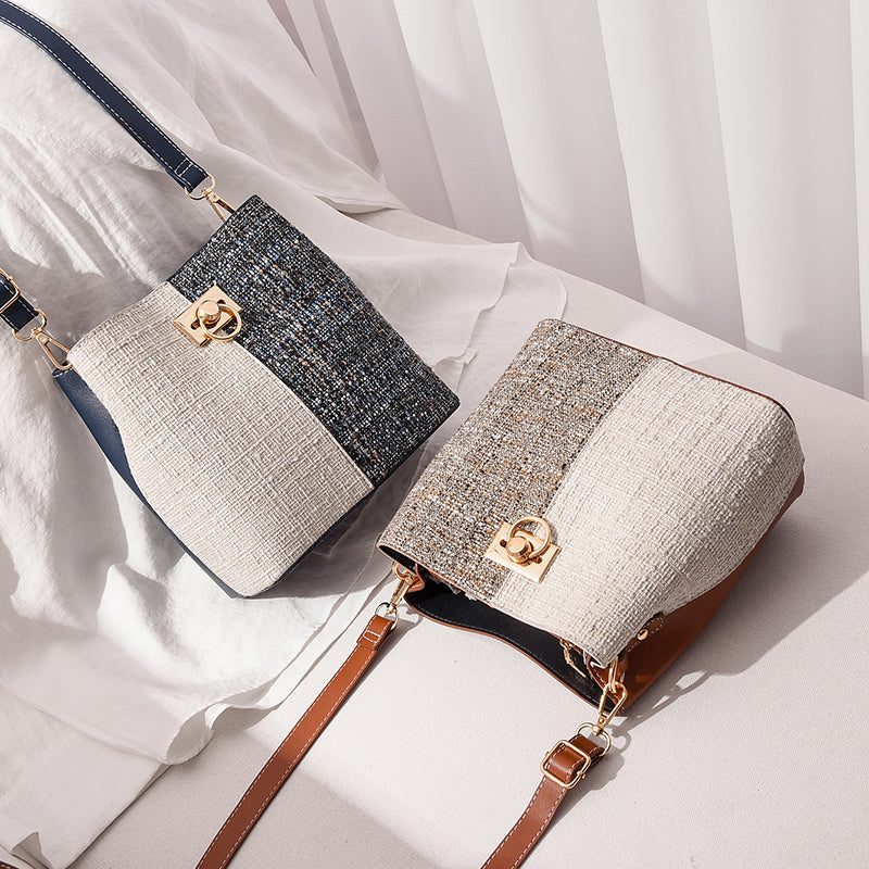 Nouveau sac seau à texture de mode - Grand sac à bandoulière oblique de grande capacité en tissu étrangerEX-STOCK Canada 