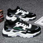Black White Lace-up Sneakers Men Outdoor Breathable Casual Mesh Shoes Lightweight Running Sports Shoes - EX-STOCK CANADA