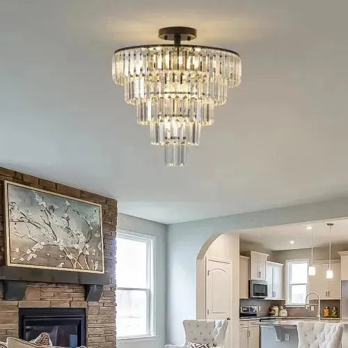Large Black Crystal Chandelier, Contemporary Style Chandelier, Dining Room, Living Room, Bedroom - Bulb Not Included - EX-STOCK CANADA