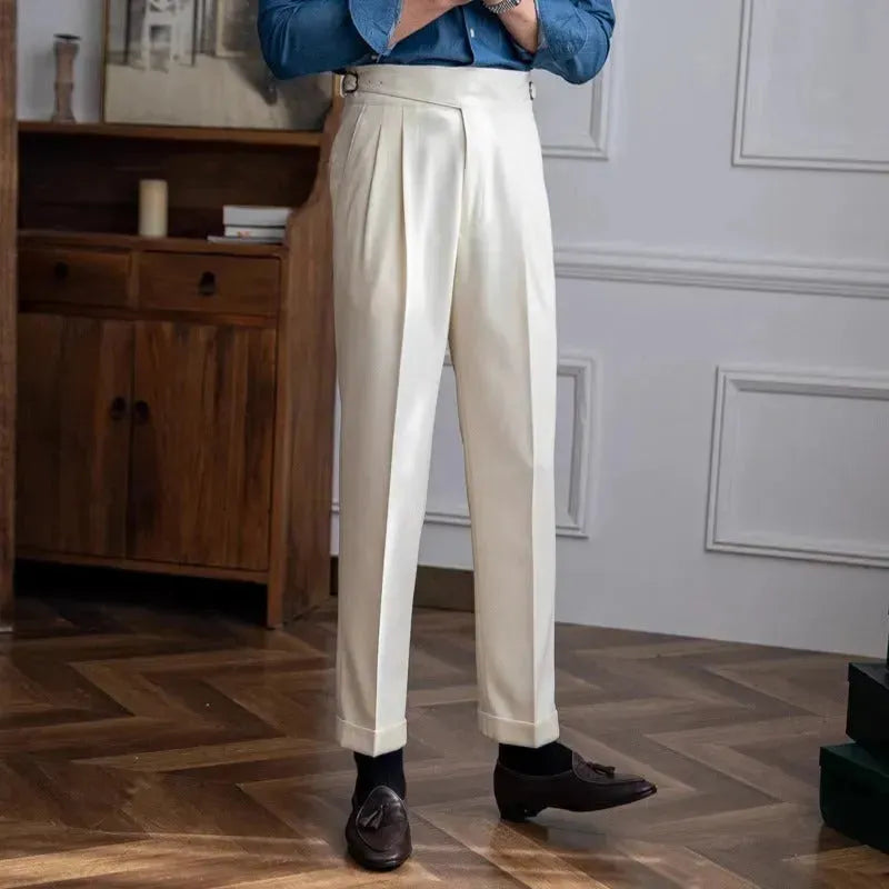 High Waist Straight leg British Business Office Work trouser for men - EX-STOCK CANADA