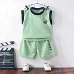 Children's Vest Suit Western Style Sleeveless Waffle two piece for boys casual wears for boys.