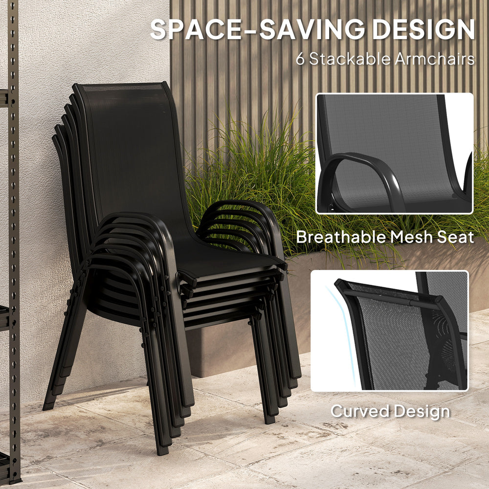 Juego de muebles de patio de 8 piezas con sombrilla de patio de 9 pies, mesa de comedor y sillas para exteriores, negroEX-STOCK Canada 