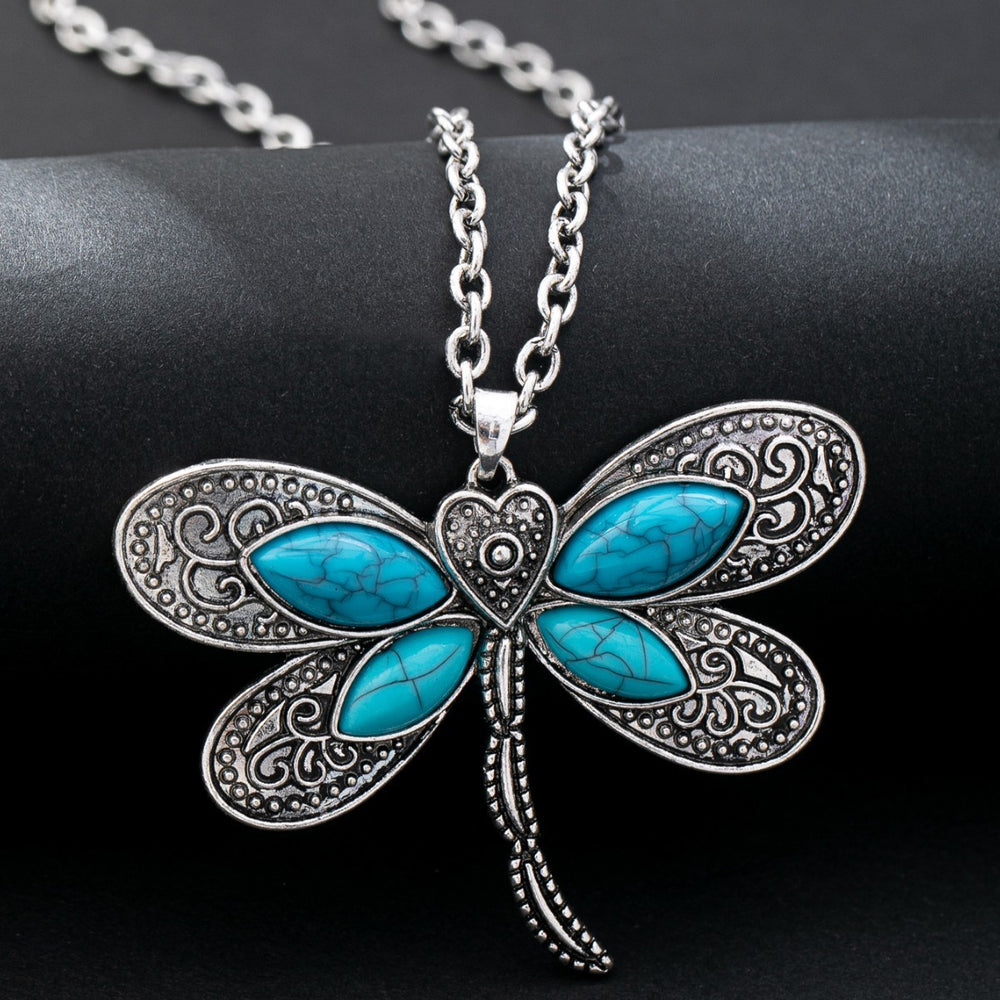 Fashionable Light Luxury Dragonfly Turquoise Pendant Necklace EX-STOCK Canada 