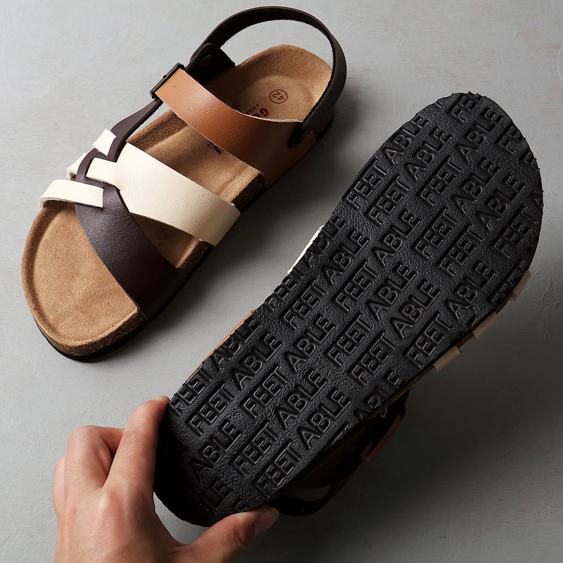 Men's Simple Hollow-out Flat Cork Slippers  EX-STOCK CANADA