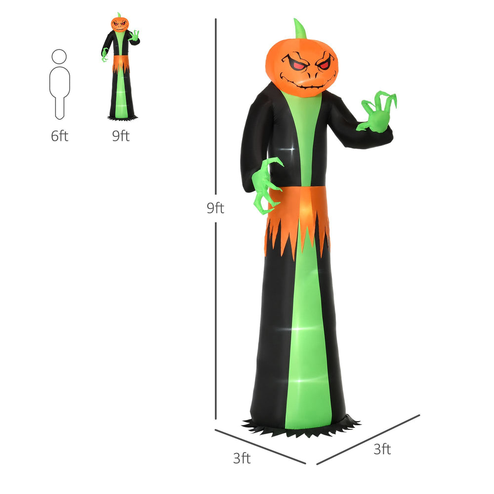 9ft Inflatable Halloween Decoration Pumpkin Head Ghost, Blow-Up Outdoor LED Display For Lawn, Garden, Party EX-STOCK Canada 