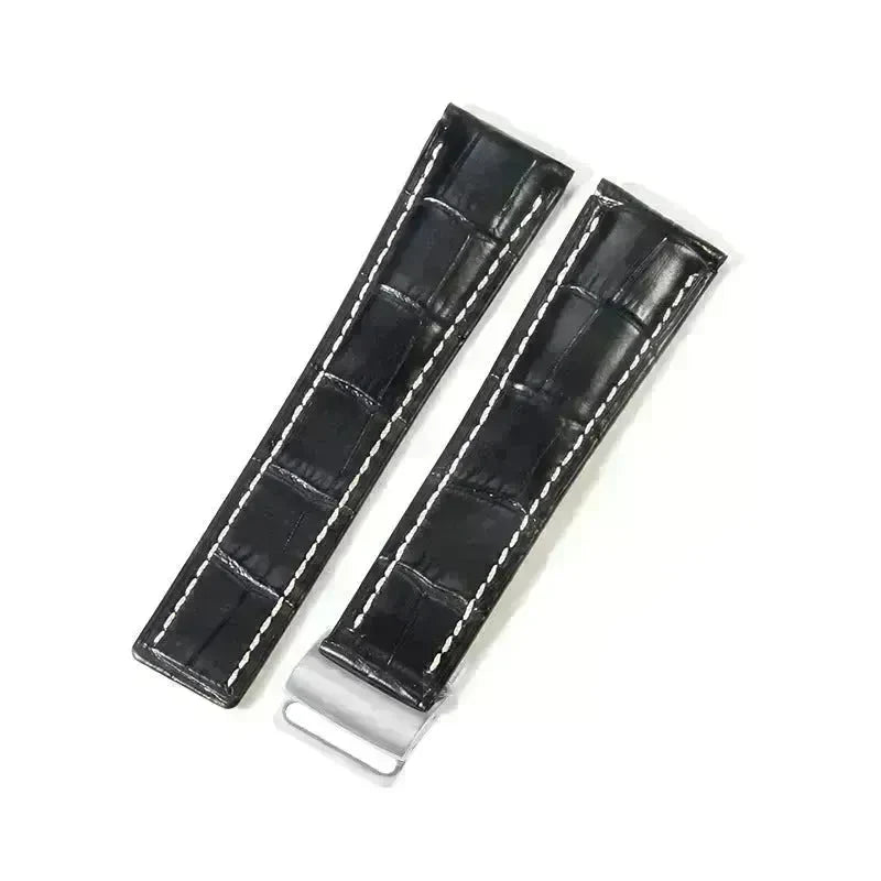 22mm 24mm Black Brown Blue Bamboo Grain Cowhide Watch Strap - EX-STOCK CANADA