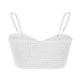 White textured crop top with thin straps on a beige background