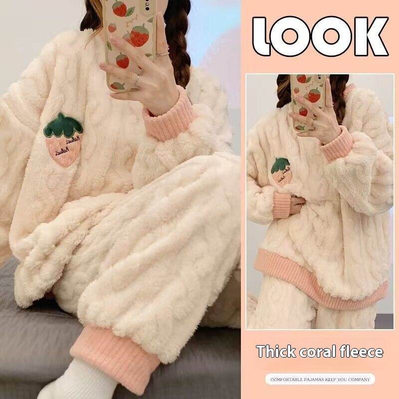 Plush Pajamas For Women Autumn And Winter Fleece-lined - EX-STOCK Canada