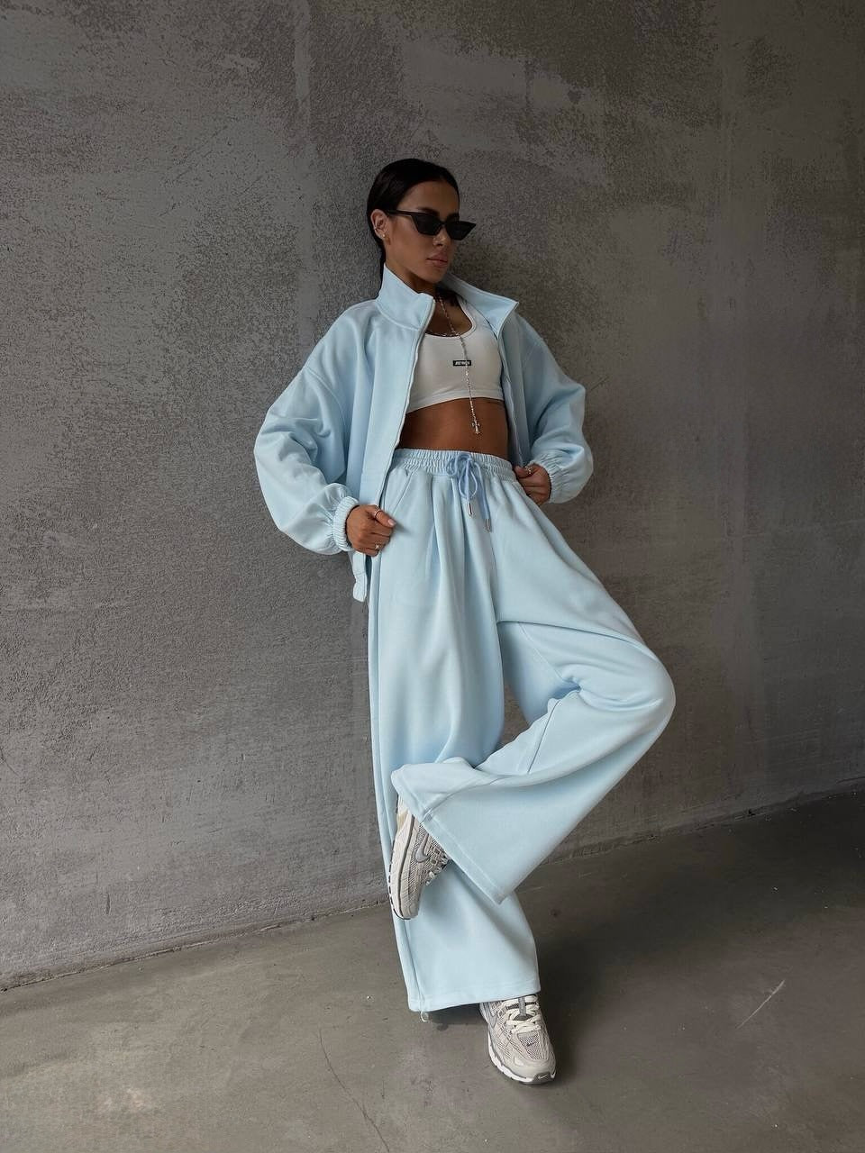 Women's Zip-Up Cardigan & Wide-Leg Sweatpants Set – Casual Athleisure Two-Piece | S–XL