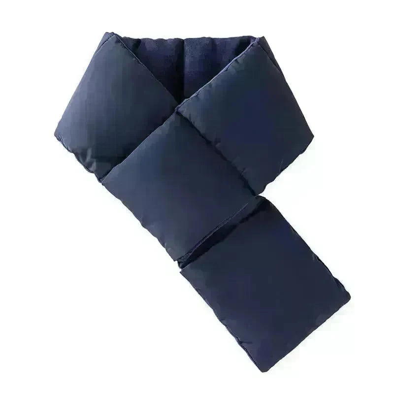 Warm Cross-design Pocket Scarf For Women Winter Outdoor Sports Skiing Cold-proof Down Cotton Plus Velvet Short Scarf - EX-STOCK CANADA