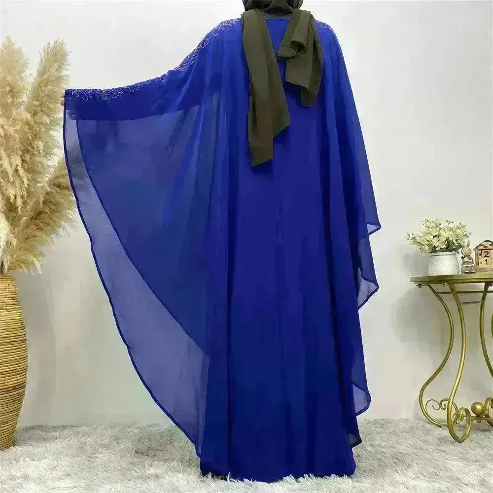 Chiffon Hot Drill Bat Sleeve Arab Robe - EX-STOCK CANADA